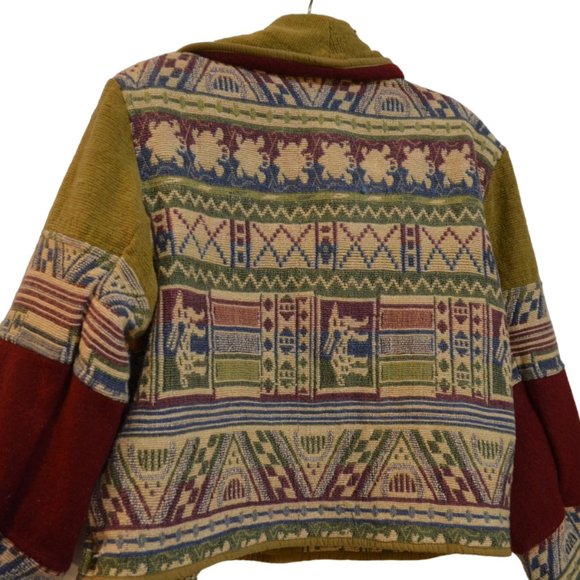 NEW IDENTITY Cotton-Wool India Coat-Jacket Retro Animal Graphic Patterns L - Picture 3 of 5